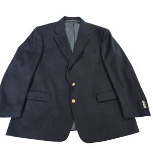 Norm Thompson Blazer Jacket Mens Black 50R Cashmere Wool USA Lined‎ Formal
